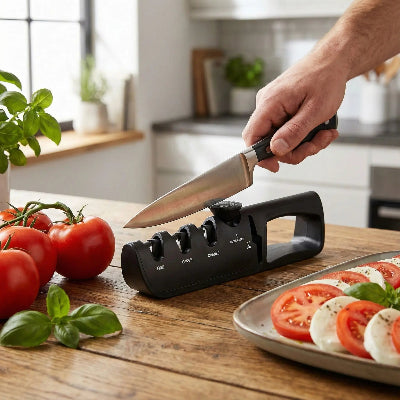 Aiguiseur de couteaux tout en noir