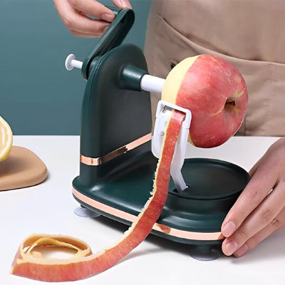 éplucheur à pommes manivelle ergonomique fait tourner le fruit pour un épluchage automatique