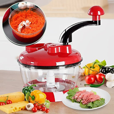 hachoir avec système de coupe par rotation activé par le mécanisme à manivel