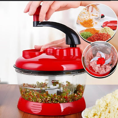 hachoir fonctionnement par rotation du manivel sur poignée ergonomique