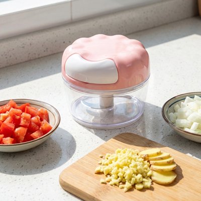 Mini hachoir manuel forme arrondie facilitant la prise en main