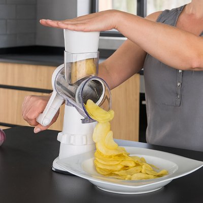 Râpe à légumes manuelle tambour interchangeable pour plusieurs types de coupes